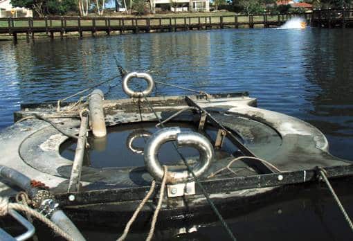 Air Lift Dredge moving across the pond