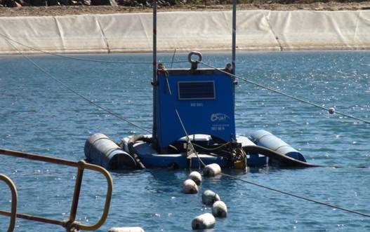 Jetting Dredge on the saline pond at a gold mine