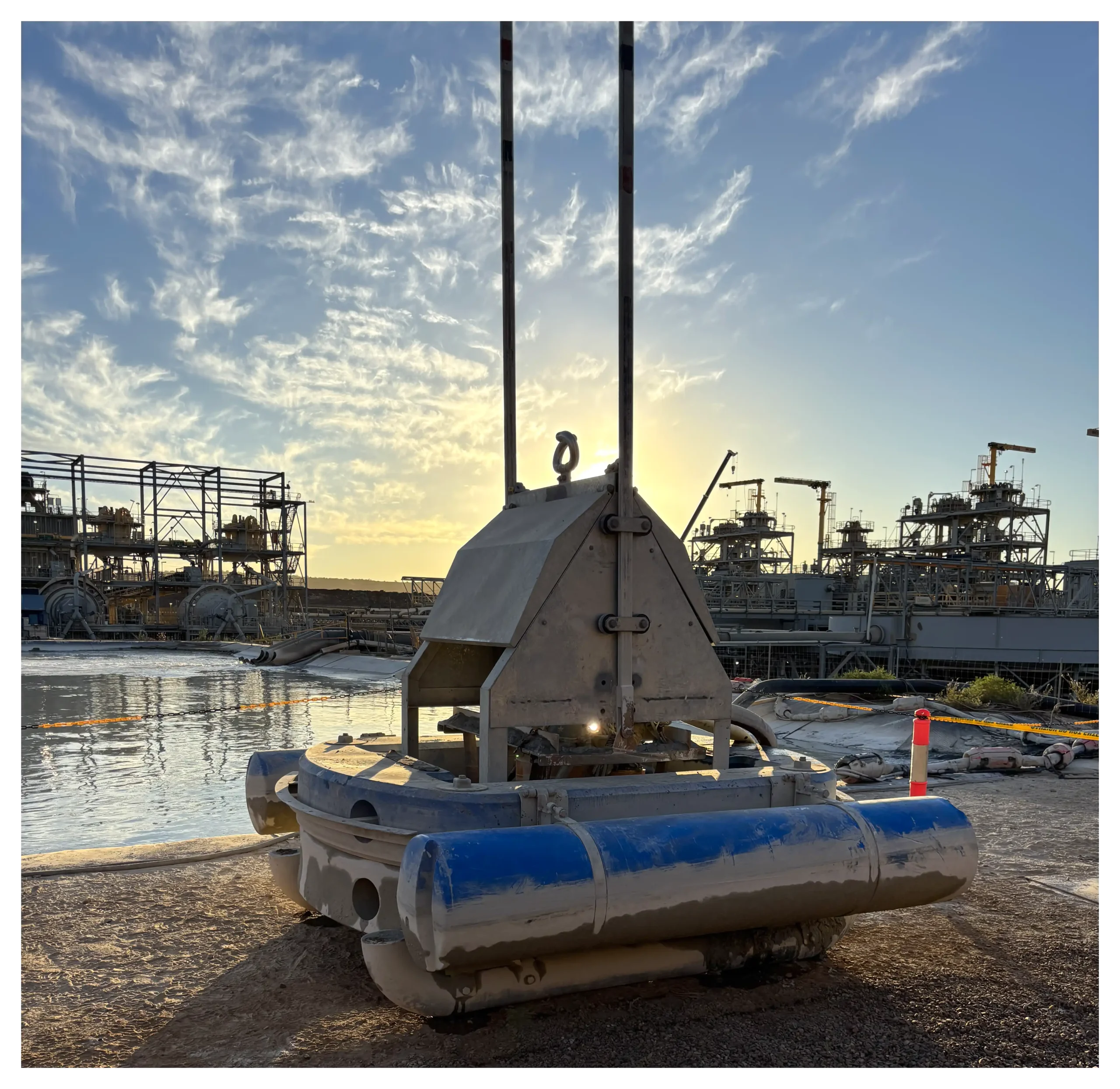 Dredge with Plastic Lined Pond Protection